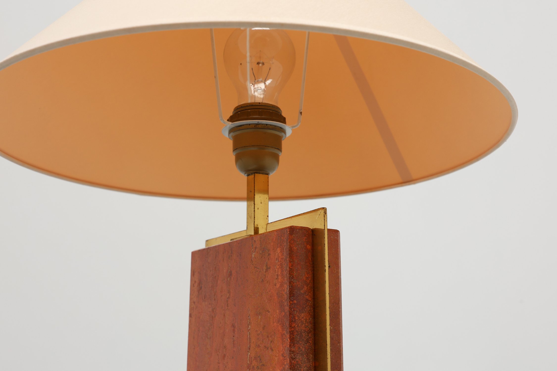 Vintage red marble table lamp by Camille Breesch in Hollywood regency stylethumbnail